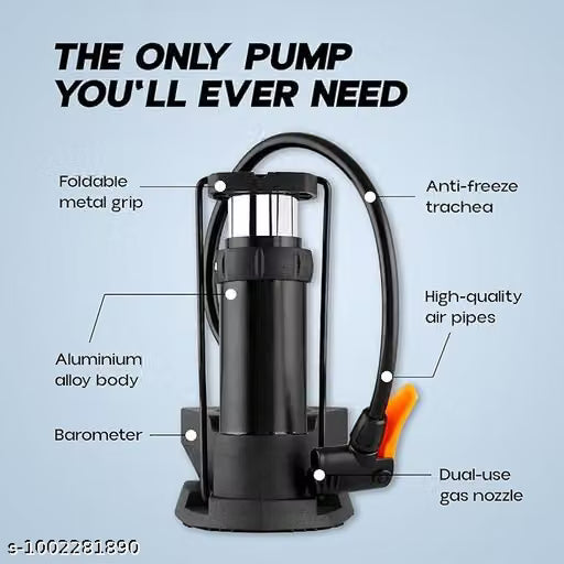 FamosCo Prime High Pressure Foot Air Pump | Cycle Tyre Inflator with Extra Needle & Valve | Portable Air Pump