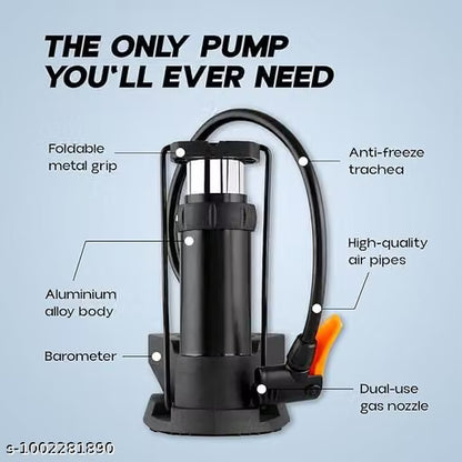 FamosCo Prime High Pressure Foot Air Pump | Cycle Tyre Inflator with Extra Needle & Valve | Portable Air Pump